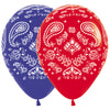 Sempertex 11 inch BANDANA - FASHION RED & ROYAL BLUE Latex Balloons 53931-B