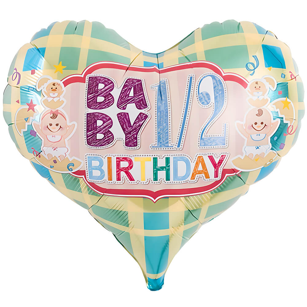 Ibrex 14 inch JELLY HEART - HALF BIRTHDAY TARTAN GREEN Foil Balloon 803882-PB-U