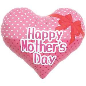 Ibrex 14 inch JELLY HEART - MOTHER'S DAY HEART DOTS & RIBBON Foil Balloon 803889-PB-P