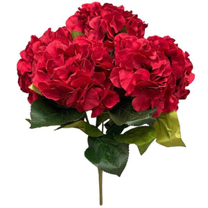 Party Brands 18 inch PONGEE HYDRANGEA BUSH - RED Silk Flowers 400198-PB