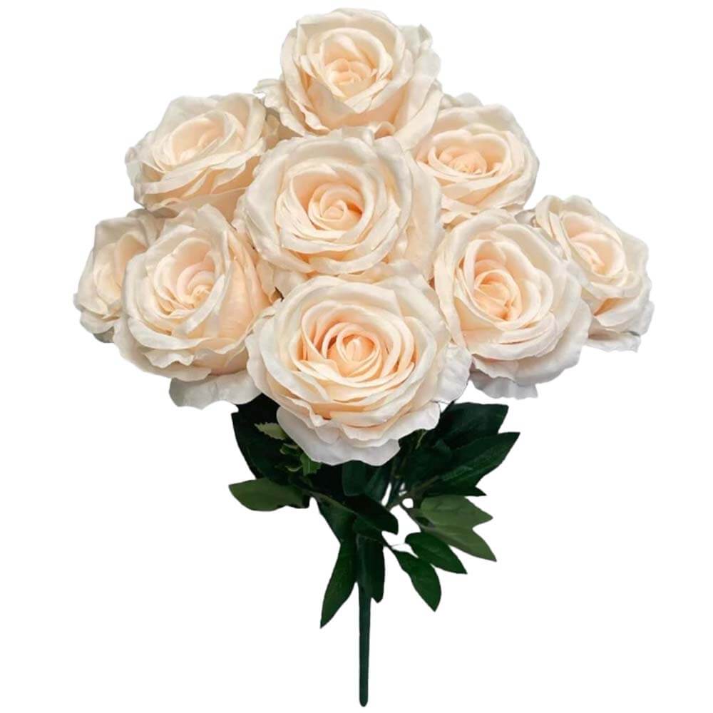 Party Brands 20 inch OPEN ROSE BUSH - BEIGE Silk Flowers 400188-PB