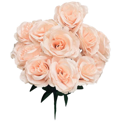 Party Brands 17 inch SATIN OPEN ROSE BUSH - NUDE Silk Flowers 400213-PB