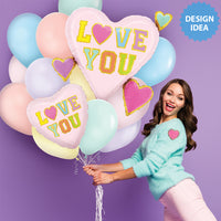 Betallic 18 inch LOVE PATCH HEART Foil Balloon 26330P-B-P