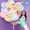 Betallic 28 inch LOVE PATCH MULTI HEARTS Foil Balloon 25330P-B-P