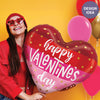 Betallic 24 inch SATIN STRIPES HAPPY VALENTINE'S DAY HEART Foil Balloon 25327P-B-P