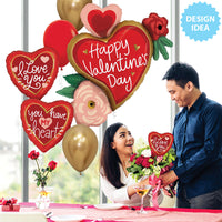 Betallic 32 inch VALENTINE HEART FLOWERS Foil Balloon 25332P-B-P