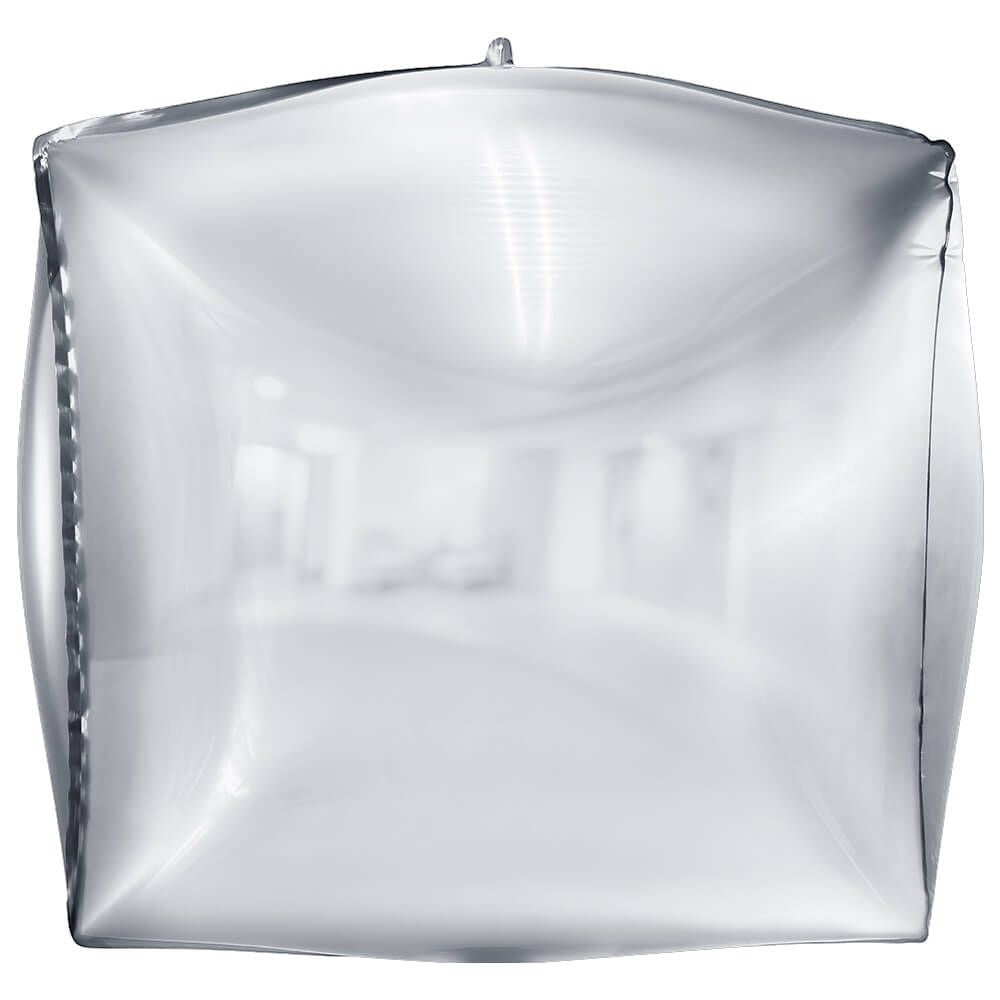 Party Brands 3D CUBE - METALLIC SILVER Foil Balloon 400146-PB-U