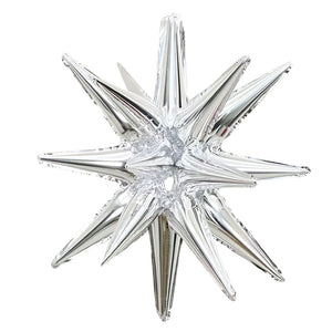 Party Brands 20 POINT 3D STAR-BURST 2 PIECE - SILVER (AIR-FILL ONLY) Foil Balloon 10213-PB-U