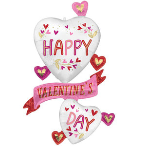 Anagram 49 inch VALENTINE SATIN BOTANICAL TRACES Foil Balloon 46398-01-A-P