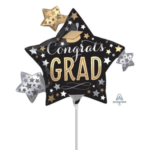 Anagram 12 inch SATIN INFUSED GRAD STARS MINI SHAPE (AIR-FILL ONLY) Foil Balloon 39368-02-A-U