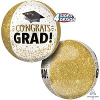 Anagram 16 inch CONGRATS GRAD GOLD GLITTER ORBZ Foil Balloon 44227-01-A-P