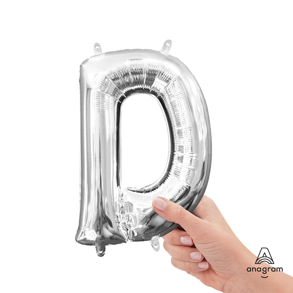 Anagram 16 inch LETTER D - ANAGRAM - SILVER (AIR-FILL ONLY) Foil Balloon 33017-11-A-P