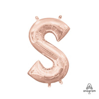 Anagram 16 inch LETTER S - ANAGRAM - ROSE GOLD (AIR-FILL ONLY) Foil Balloon 37470-11-A-P