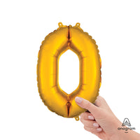 Anagram 16 inch NUMBER 0 - ANAGRAM - GOLD (AIR-FILL ONLY) Foil Balloon 33075-11-A-P