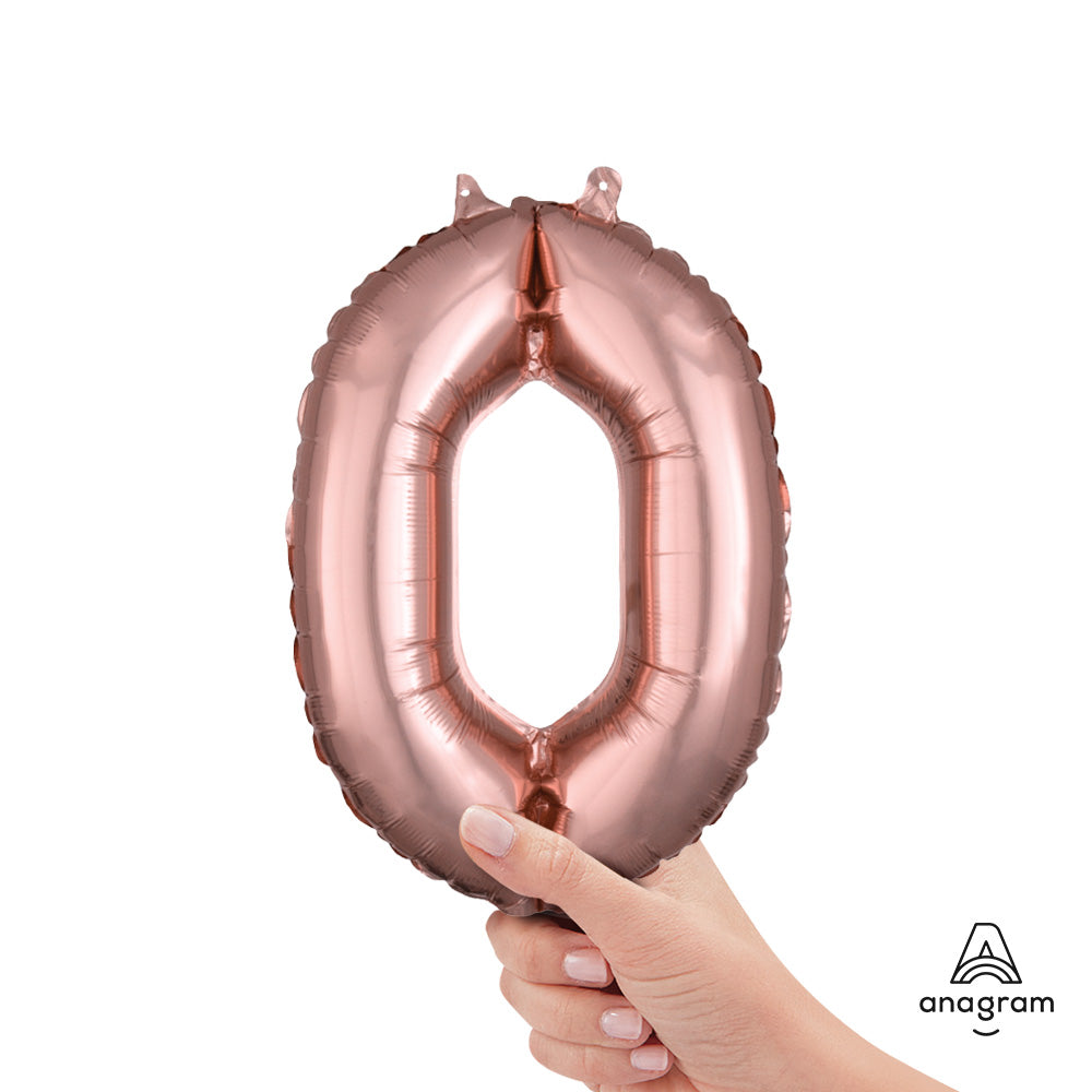 Anagram 16 inch NUMBER 0 - ANAGRAM - ROSE GOLD (AIR-FILL ONLY) Foil Balloon 37485-11-A-P