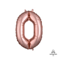 Anagram 16 inch NUMBER 0 - ANAGRAM - ROSE GOLD (AIR-FILL ONLY) Foil Balloon 37485-11-A-P