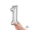 Anagram 16 inch NUMBER 1 - ANAGRAM - SILVER (AIR-FILL ONLY) Foil Balloon 33076-11-A-P