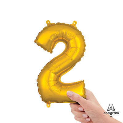 Anagram 16 inch NUMBER 2 - ANAGRAM - GOLD (AIR-FILL ONLY) Foil Balloon 33079-11-A-P