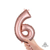 Anagram 16 inch NUMBER 6 - ANAGRAM - ROSE GOLD (AIR-FILL ONLY) Foil Balloon 37491-11-A-P