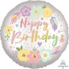 Anagram 17 inch BOHO BIRTHDAY SATIN FLOWERS Foil Balloon 41286-02-A-U