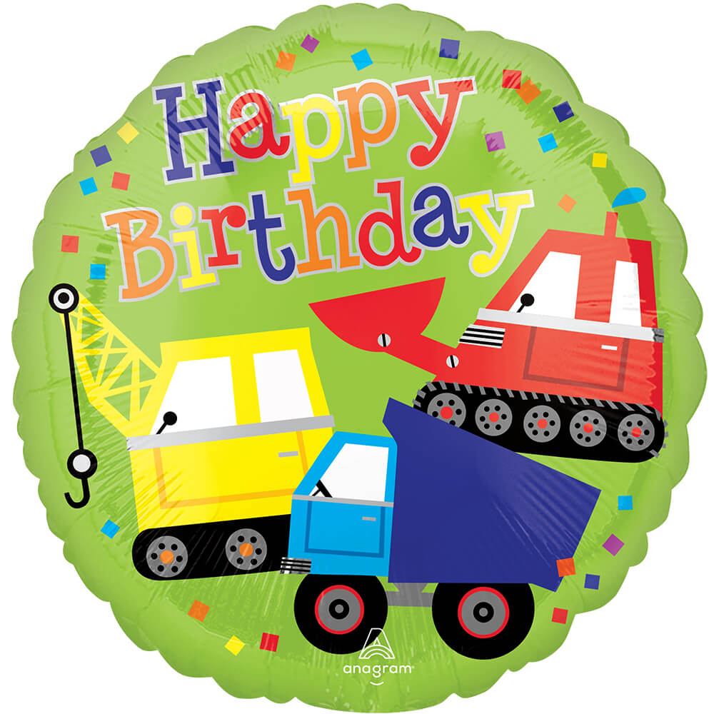 Anagram 17 inch HAPPY BIRTHDAY TRUCKS Foil Balloon 45949-01-A-P