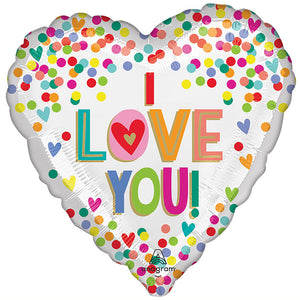 Anagram 17 inch I LOVE YOU RAINBOW DOTS Foil Balloon 45112-02-A-U