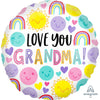 Anagram 17 inch LOVE YOU GRANDMA HAPPY FACES Foil Balloon 41985-01-A-P