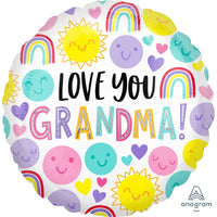 Anagram 17 inch LOVE YOU GRANDMA HAPPY FACES Foil Balloon 41985-01-A-P