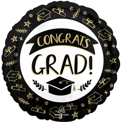 Anagram 17 inch SKETCHED CONGRATS GRAD Foil Balloon 45454-02-A-U