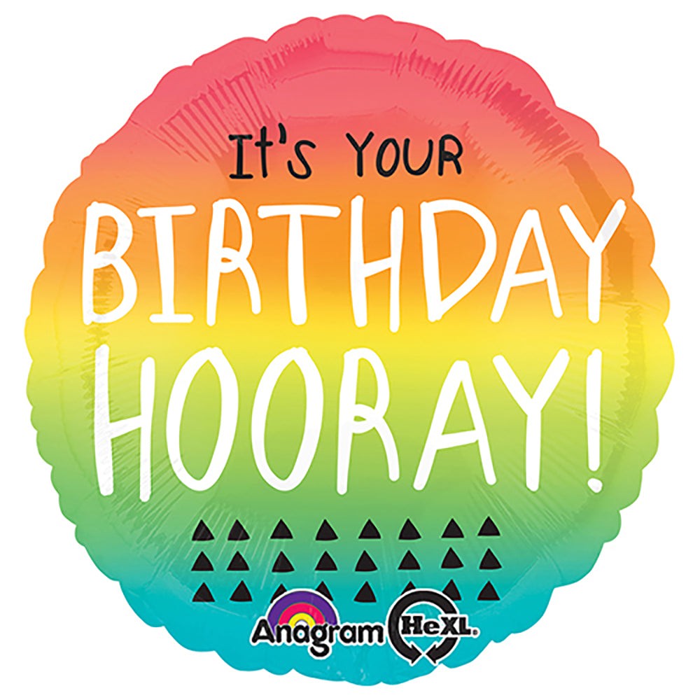 Anagram 18 inch BIRTHDAY HOORAY GRADIENT Foil Balloon 30731-01-A-P