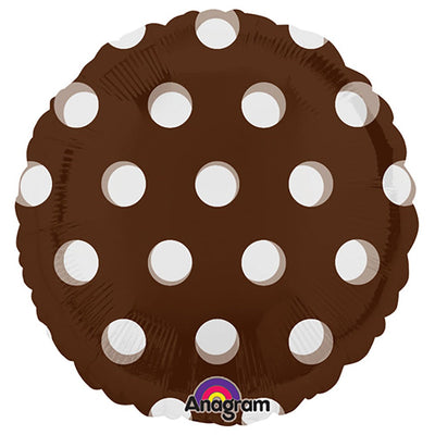 Anagram 18 inch CIRCLE - DOTS BROWN Foil Balloon 17274-02-A-U