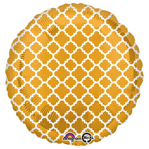 Anagram 18 inch CIRCLE - QUATREFOIL GOLD AND WHITE Foil Balloon 32861-02-A-U