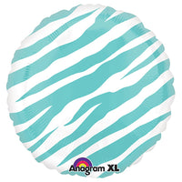 Anagram 18 inch CIRCLE - ROBINS EGG BLUE ZEBRA Foil Balloon 25426-02-A-U