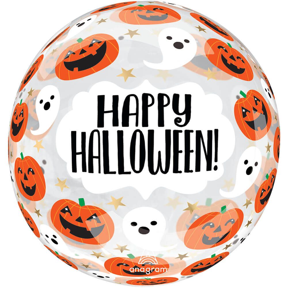 Anagram 18 inch CLEARZ FUN & SPOOKY PUMPKINS & GHOSTS Plastic Balloon 46003-11-A-P