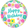 Anagram 18 inch CLEARZ - HAPPY BIRTHDAY FLOWERS Plastic Balloon 45319-11-A-P