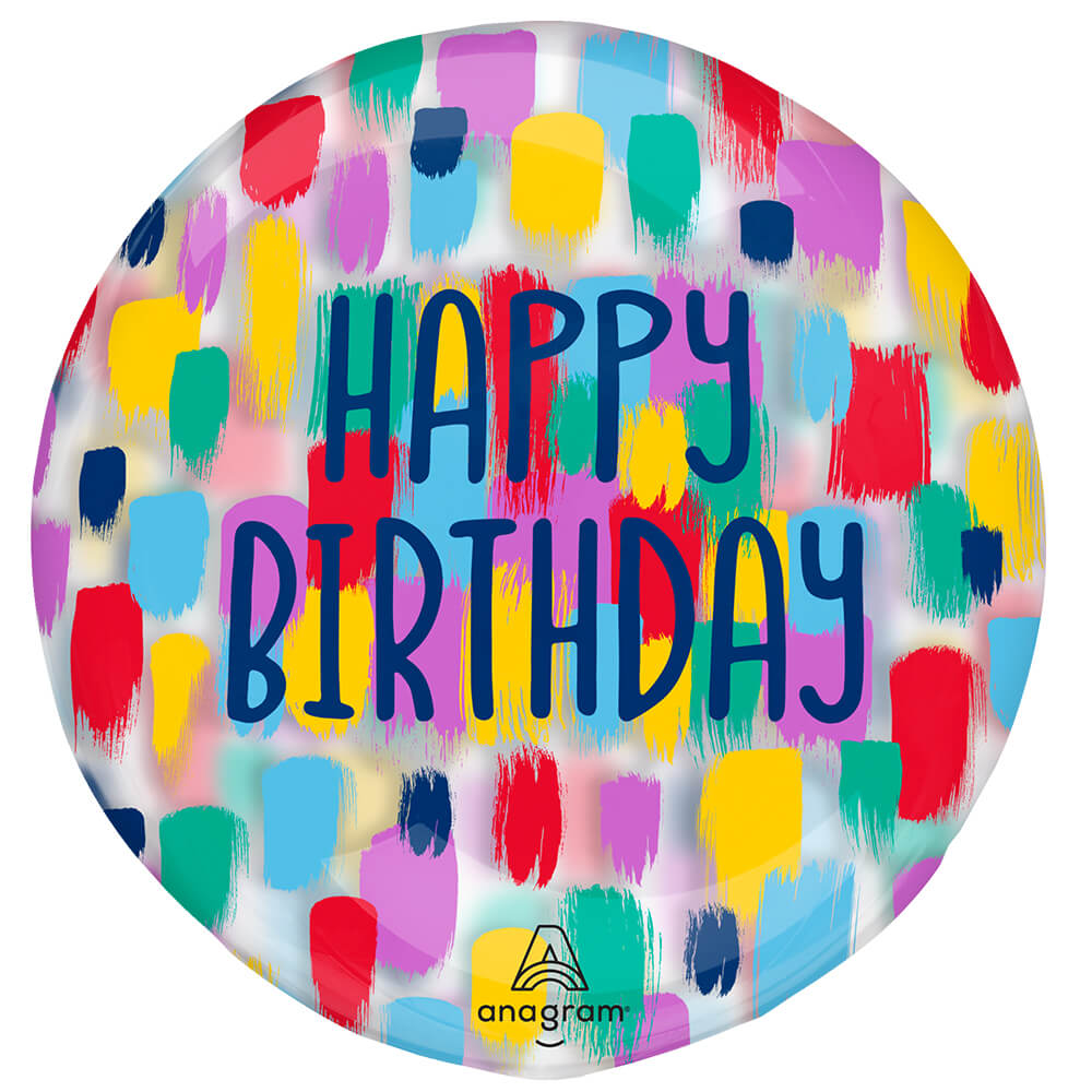 Anagram 18 inch CLEARZ - PAINTERLY HAPPY BIRTHDAY Plastic Balloon 45315-11-A-P