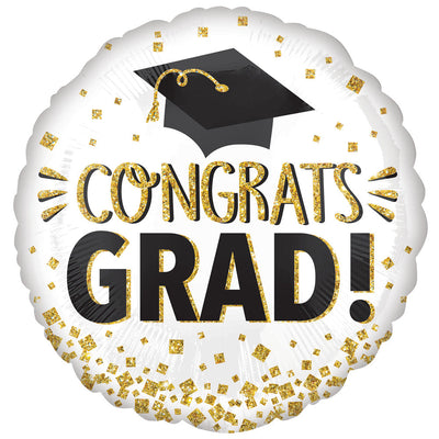 Anagram 18 inch CONGRATS GRAD GOLD GLITTER Foil Balloon