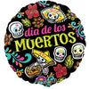 Anagram 18 inch DIA DE MUERTOS SKULLS Foil Balloon 25130-02-A-U