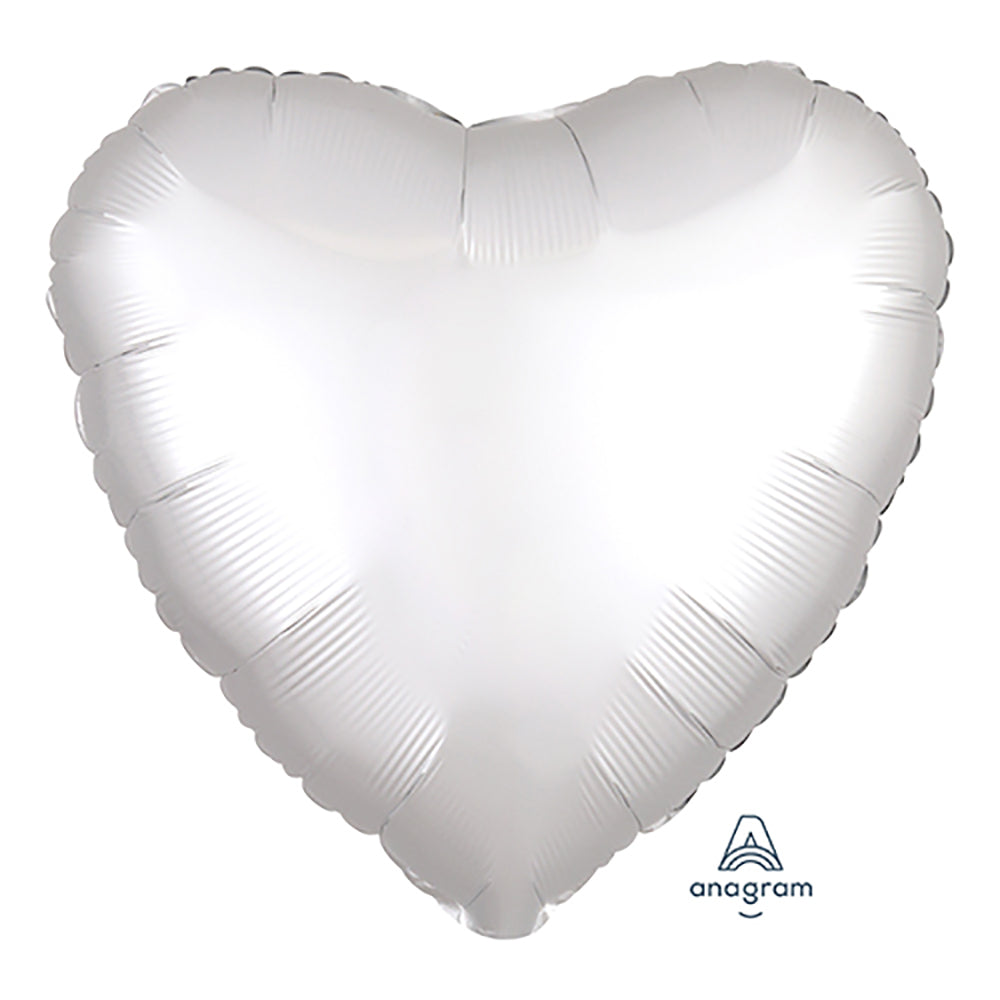 Anagram 18 inch HEART - SATIN LUXE WHITE SATIN Foil Balloon 38590-02-A-U