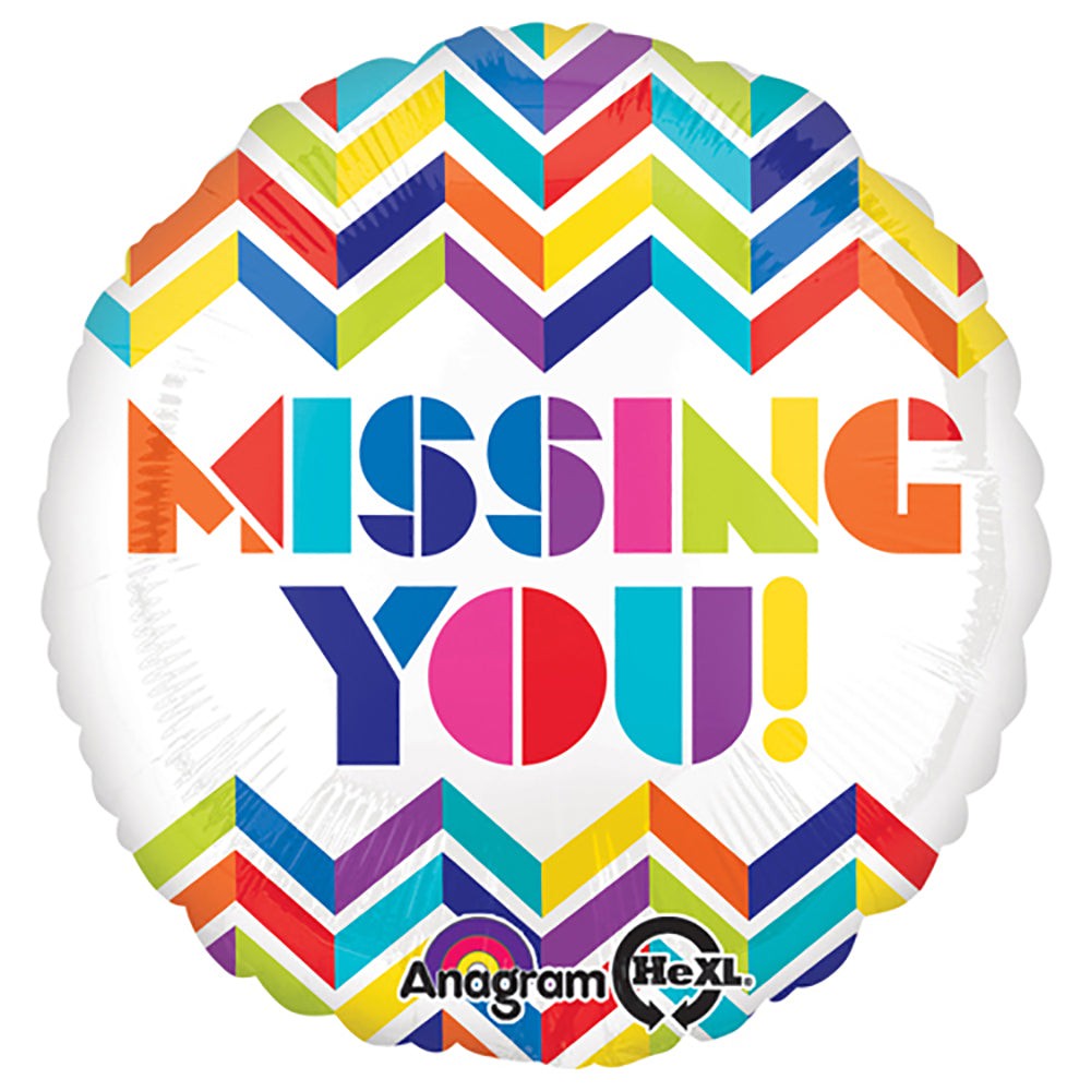 Anagram 18 inch MULTI CHEVRON MISSING YOU! Foil Balloon 28725-01-A-P