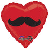 Anagram 18 inch MUSTACHE HEART Foil Balloon 27624-01-A-P