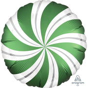 Anagram 18 inch SATIN INFUSED EMERALD CANDY SWIRLS Foil Balloon 40276-02-A-U