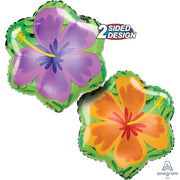 Anagram 18 inch SUMMER ORANGE & PURPLE HIBISCUS Foil Balloon 43033-02-A-U