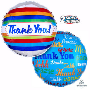 Anagram 18 inch THANK YOU STRIPES Foil Balloon 33567-01-A-P