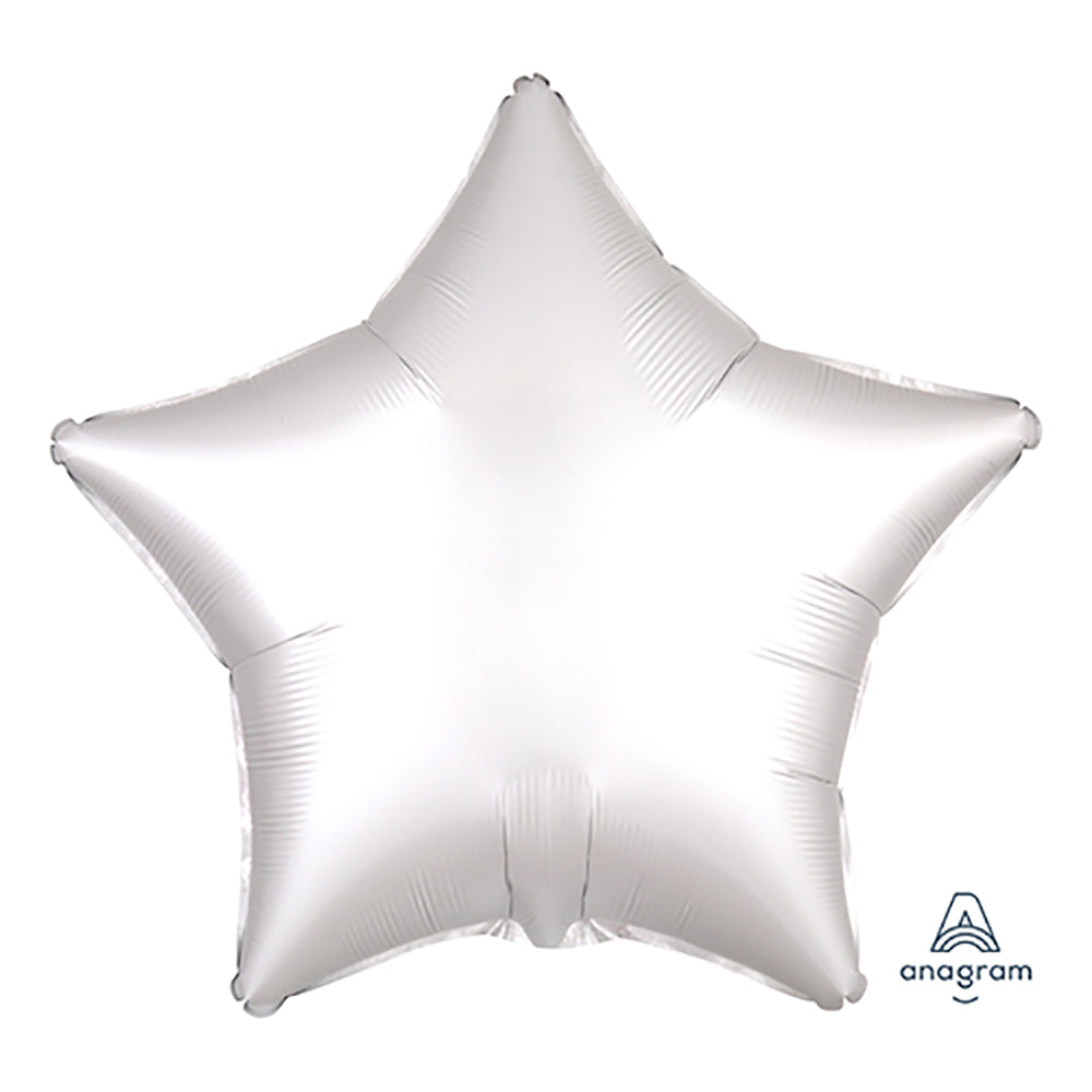 Anagram 19 inch STAR - SATIN LUXE WHITE SATIN Foil Balloon 38591-02-A-U