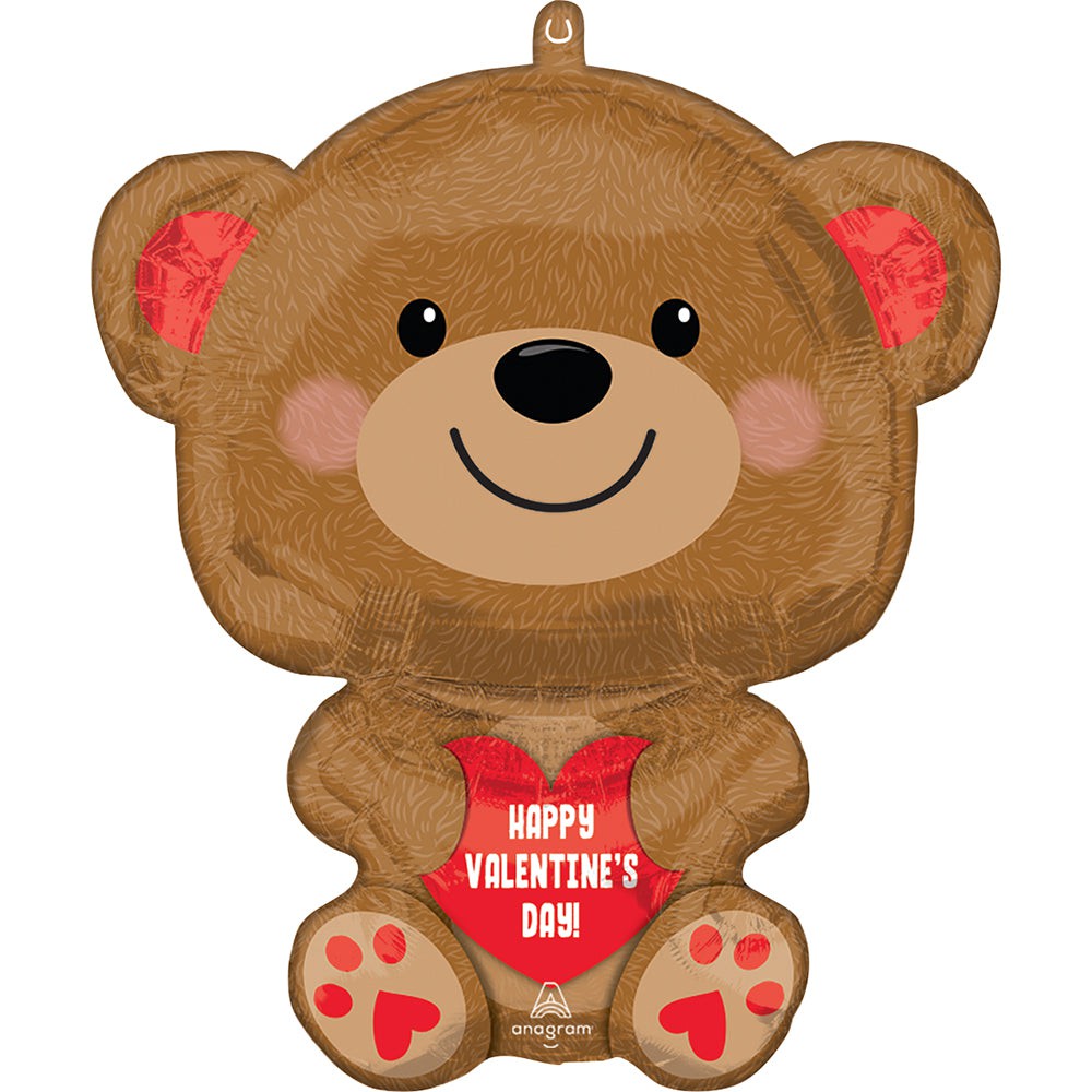 Anagram 20 inch HAPPY VALENTINE'S DAY CUDDLY BEAR Foil Balloon 43649-01-A-P