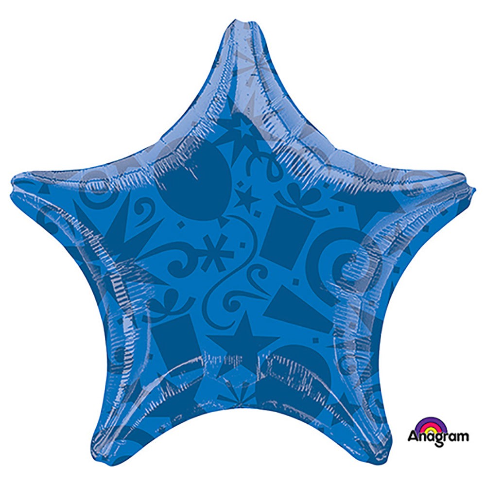 Anagram 22 inch STAR - FESTIVE BLUE Foil Balloon 29669-02-A-U