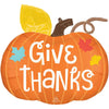 Anagram 25 inch SATIN GIVE THANKS PUMPKIN Foil Balloon 46117-01-A-P