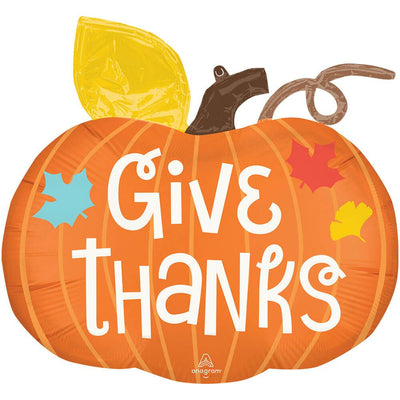 Anagram 25 inch SATIN GIVE THANKS PUMPKIN Foil Balloon 46117-01-A-P