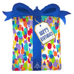 Anagram 27 inch SATIN PAINTERLY DOTS BIRTHDAY Foil Balloon 44859-01-A-P